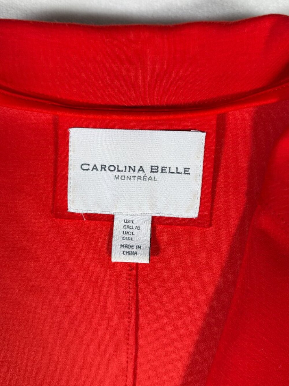 Carolina Belle Montreal Blazer Coat Women Size L Red Long Stretch Snap Closure - Picture 10 of 16